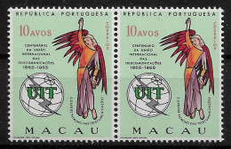 MACAU 1965 The 100th Anniversary Of I.T.U. PAIR MNH (NP#72-P17-L8) - Unused Stamps