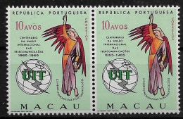 MACAU 1965 The 100th Anniversary Of I.T.U. PAIR MNH (NP#72-P17-L9) - Ungebraucht