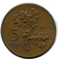 5 KURUSH 1971 TÜRKEI TURKEY Münze #AR865.D.A - Turkey