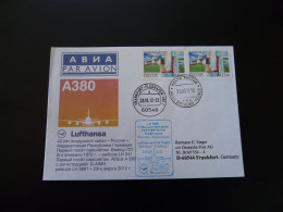 Lettre Premier Vol First Flight Cover Moscow Frankfurt Airbus A380 Lufthansa 2012 - Cartas & Documentos