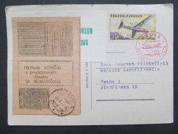 KARTE OČOVÁ Větroňová Pošta 1969 - Neuskutečněný Let Segelflugzeug Glider Post // P2705 - Cartas & Documentos