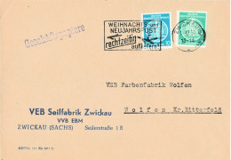 DDR Brief ZKD Dienst MIF VEB Seifenfabrik Zwickau 1954 - Covers & Documents