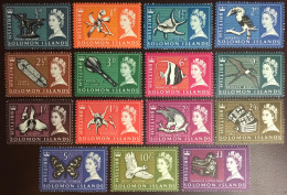 British Solomon Islands 1965 Complete Definitives Set Fish Flowers Birds Shells Butterflies MNH - Islas Salomón (...-1978)