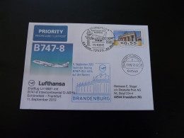 Lettre Premier Vol First Flight Cover Berlin ILA Air Show To Frankfurt Boeing 747 Intercontinental Lufthansa 2012 - Private Covers - Used