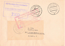 DDR ZKD Brief VEB Vereinigte Hausschuhwerke Grossharthau 1970 - Servicio Central De Correos