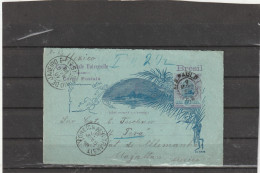 Brazil Sao Paulo POSTAL CARD Via NY USA To SHIP PERA In Mexico 1898 - Covers & Documents