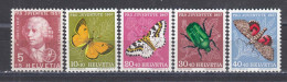 Switzerland 1957 - Pro Juventute: Insekten, Mi-Nr. 648/52, MNH** - Ungebraucht