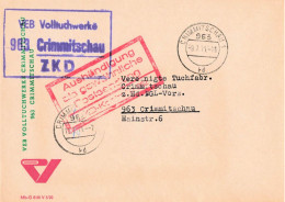 DDR ZKD Brief VEB Volltuchwerke Crimmitschau 1971 - Zentraler Kurierdienst