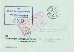 DDR ZKD Brief VEB Westthüringer Kammgarnspinnereien Mühlhausen 1968 - Zentraler Kurierdienst