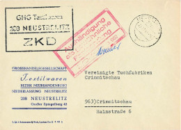 DDR ZKD Brief GHG Textilwaren Neustrelitz 1969 - Zentraler Kurierdienst
