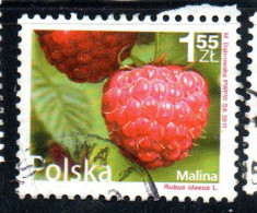 POLONIA POLAND POLSKA 2011 FRUIT AND FLOWERS RUBUS IDAEUS 1.55z USED USATO OBLITERE' - Used Stamps