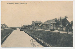 10- Prentbriefkaart Stavoren 1917 - Openbare School - Grootrondstempel: Enkhuizen - Stavoren - Stavoren
