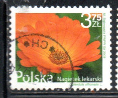 POLONIA POLAND POLSKA 2009 FRUIT AND FLOWERS CALENDULA OFFICINALIS 3.75z USED USATO OBLITERE' - Gebruikt