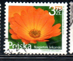 POLONIA POLAND POLSKA 2009 FRUIT AND FLOWERS CALENDULA OFFICINALIS 3.75z USED USATO OBLITERE' - Gebruikt