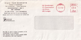 Enveloppe Oblitéré Alain Van Schoote Conseiller En Assurance Toutes Assurances Spoorwegstraat 1 Ostende  1980 - Lettres & Documents