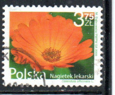 POLONIA POLAND POLSKA 2009 FRUIT AND FLOWERS CALENDULA OFFICINALIS 3.75z USED USATO OBLITERE' - Gebraucht