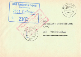 DDR ZKD Brief GHG Textilwaren Leipzig Roßwein 1971 - Zentraler Kurierdienst