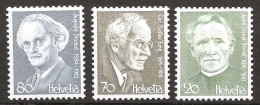 Suisse Helvetia 1978 N° 1067 + 1069 + 1070 Inc ** Abbé, Bovet, Musique, Compositeur, Jung, Psychologie, Auguste Picard - Unused Stamps