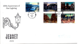 Jersey, FDC, 1982, Michel 257 - 261, 150th Anniversary Of Gas Lighting - Jersey