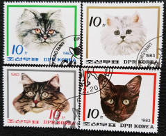 Corée Du Nord 1983 Cats  Stampworld N° 2537_2538_2540_2541 - Corée Du Nord