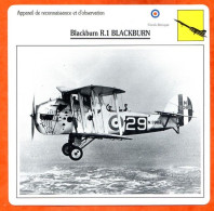 Fiche Aviation Blackburn R.1 BLACKBURN   Avion De Reconnaissance Et D'observation  UK  Avions - Vliegtuigen