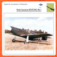 Fiche Aviation North American MUSTANG Mk 1   Avion De Reconnaissance Et D'observation  USA  Avions - Vliegtuigen