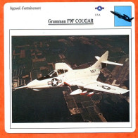 Fiche Aviation Grumman F9F COUGAR   Avion D'entrainement  USA Avions - Vliegtuigen