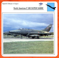 Fiche Aviation North American F 100 SUPER SABRE / Avion D'attaque Et D'appui USA  Avions - Vliegtuigen
