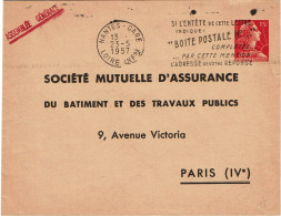 REF CTN89/PM - FRANCE  MULLER 15f TSC MUTUELLE D'ASSURANCE - Standard Covers & Stamped On Demand (before 1995)