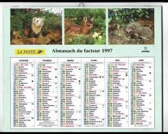 Almanach  Calendrier  P.T.T  - La Poste - 1997 - Animaux - Otros & Sin Clasificación