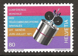 Suisse Helvetia 1971 N° 877 ** Satellite, Télécommunications Spatiales, Intelsat IV, UIT, Genève, Hughes Aircraft Syncom - Unused Stamps