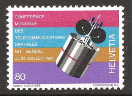Suisse Helvetia 1971 N° 877 ** Satellite, Télécommunications Spatiales, Intelsat IV, UIT, Genève, Hughes Aircraft Syncom - Ongebruikt