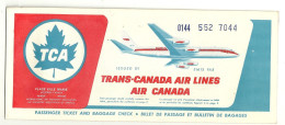 BILLET D'AVION / AIR CANADA - WINNIPEG MONTREAL ST JOHNS MONTREAL WINNIPEG 1963 - Other & Unclassified