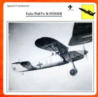 Fiche Aviation Focke Wulf Fw 56 STOSSER  / Avion Appareil D'entrainement Allemagne  Avions - Avions