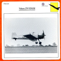 Fiche Aviation Vickers 279 VENOM  / Avion Chasseur UK Avions - Avions