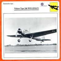 Fiche Aviation Vickers Type 246 WELLESLEY   / Avion Bombardier Léger UK  Avions - Avions