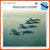 Fiche Aviation McDONNELL DOUGLAS F/A-18 HORNET    Avion Attaque Et Appui  USA  Avions - Avions