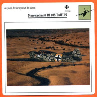 Fiche Aviation Messerschmitt Bf 108 TAIFUN / Avion Transport Et Liaison Allemagne  Avions - Aviones