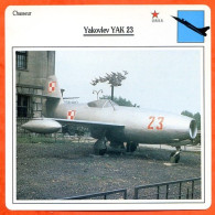 Fiche Aviation Yakovlev YAK 23 / Avion De Chasse Chasseur URSS Avions - Avions