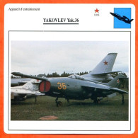 Fiche Aviation YAKOVLEV Yak 36  / Avion Appareil D'entrainement URSS Avions - Avions