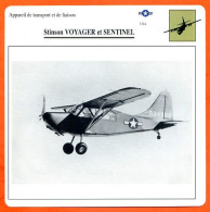 Fiche Aviation Stinson VOYAGER Et SENTINEL / Avion Transport Et Liaison USA Avions - Airplanes