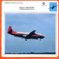 Fiche Aviation Vickers VISCOUNT / Avion Transport Et Liaison UK  Avions - Avions
