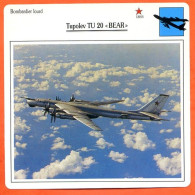 Fiche Aviation TUPOLEV TU 20 BEAR   / Avion Bombardier  Lourd URSS  Avions - Aerei