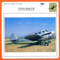 Fiche Aviation CESSNA Model T 50  / Avion Transport Et Liaison USA Avions - Vliegtuigen