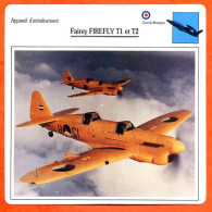 Fiche Aviation Fairey FIREFLY T1 Et T2 / Avion Appareil D'entrainement UK Avions - Aerei