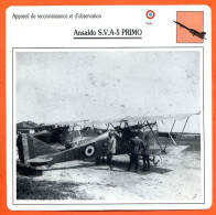 Fiche Aviation Ansaldo SVA 5 PRIMO  / Avion Reconnaissance Et Observation Italie  Avions - Airplanes