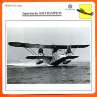 Fiche Aviation Supermarine SOUTHAMPTON / Hydravion à Coque Avion UK Avions - Airplanes