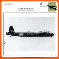 Fiche Aviation Short S 29 STIRLING  / Avion Bombardier Lourd UK  Avions - Avions