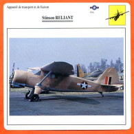 Fiche Aviation Stinson RELIANT  / Avion Transport Et Liaison USA Avions - Vliegtuigen