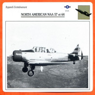 Fiche Aviation NORTH AMERICAN NAA 57 Et 64  / Avion Appareil D'entrainement USA Avions - Airplanes